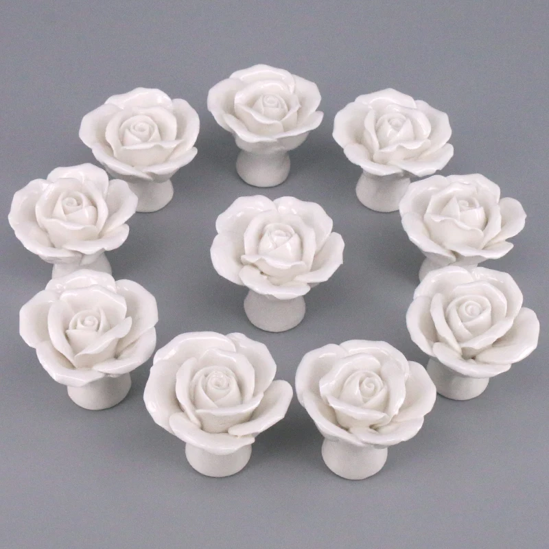 10PCS White Porcelain/Ceramic Flower Rose Drawer Knobs Rural Cabinet Cupboard handles Fashion Furniture Handles Hardware
10PCS White Porcelain/Ceramic Flower Rose Drawer Knobs Rural Cabinet Cupboard handles Fashion Furniture Handles Hardware