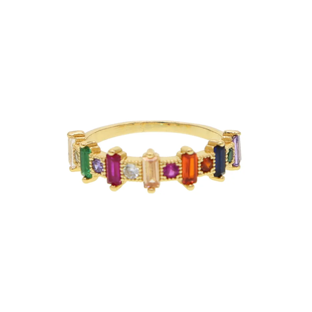 2019 newest Top Quality rainbow Colorful cubic Zircon band Ring for Women Gold baguetee cz Crystal fashion moda ring jewelry
2019 newest Top Quality rainbow Colorful cubic Zircon band Ring for Women Gold baguetee cz Crystal fashion moda ring jewelry