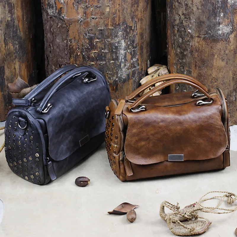 Leather Bag for Women Genuine Rivet Leather Messager First-layer cowskin Totes Vintage Handbags
Leather Bag for Women Genuine Rivet Leather Messager First-layer cowskin Totes Vintage Handbags