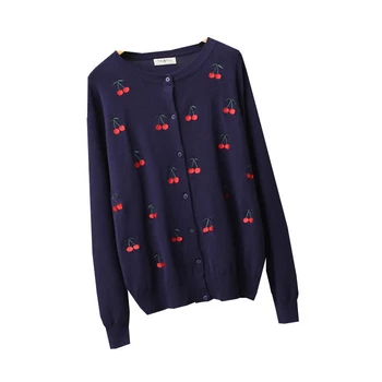 Autumn Casual Women Knitted Cardigan 4XL Plus Size Clothes Long Sleeve Loose thin Fashion Cherry embroidery pattern knitwear
Autumn Casual Women Knitted Cardigan 4XL Plus Size Clothes Long Sleeve Loose thin Fashion Cherry embroidery pattern knitwear