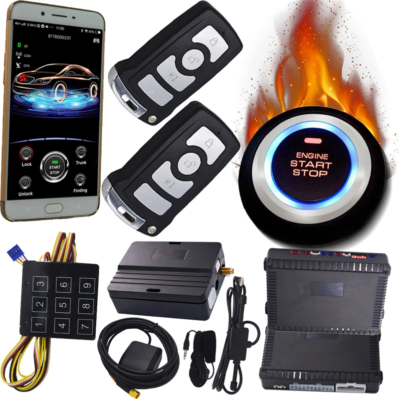 Smartphone gsm&gps car alarm system compatible with ios and android phone engine start stop system smart key security system 
Smartphone gsm&gps car alarm system compatible with ios and android phone engine start stop system smart key security system