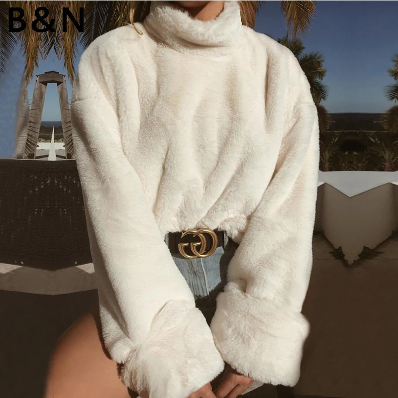 Long Sleeve Turtleneck White Soft Plush Sweater Women 2018 Autumn Winter Casual Thick Warm Faux Fur Pullover Tops Women
Long Sleeve Turtleneck White Soft Plush Sweater Women 2018 Autumn Winter Casual Thick Warm Faux Fur Pullover Tops Women