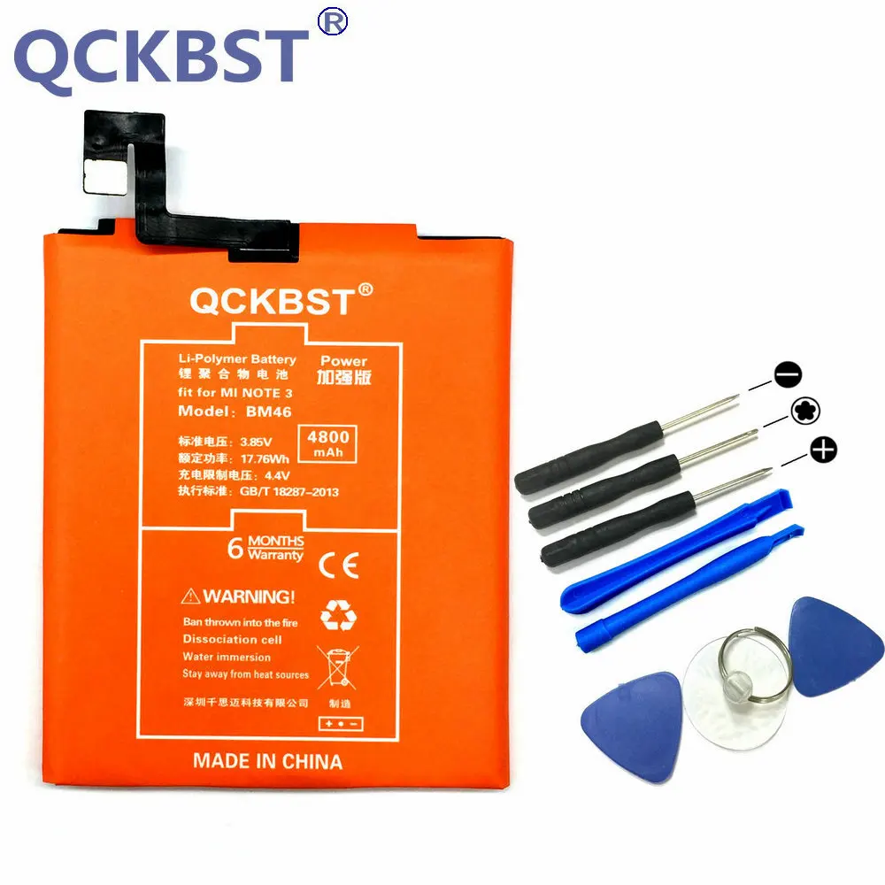 QCKBST BM46 Battery For Xiaomi Redmi Note 3 Mi Note3 Pro 4800mAh High Capacity Mobile Phone Batteries
QCKBST BM46 Battery For Xiaomi Redmi Note 3 Mi Note3 Pro 4800mAh High Capacity Mobile Phone Batteries