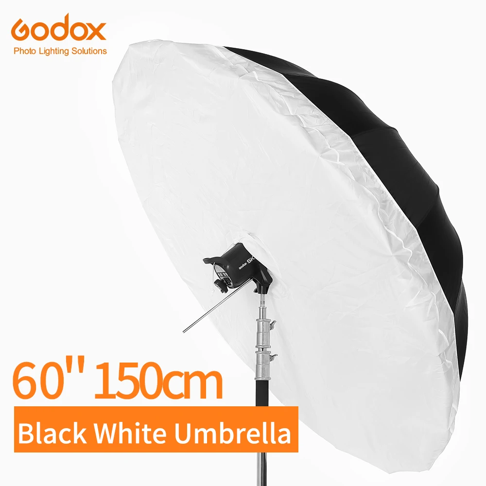 Godox 60 inch 150cm Black White Reflective Umbrella Studio Lighting Light Umbrella with Large Diffuser Cover
Godox 60 inch 150cm Black White Reflective Umbrella Studio Lighting Light Umbrella with Large Diffuser Cover