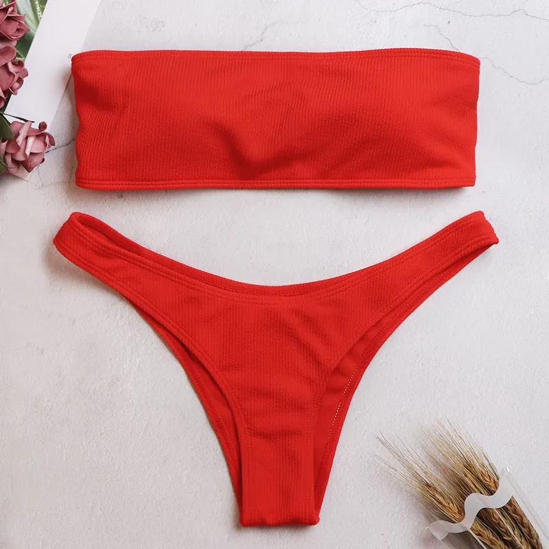 Bandeau Sexy Bikini Swimwear Women swimsuit female high Waist Solid thong bikini biquini string Brazilian
Bandeau Sexy Bikini Swimwear Women swimsuit female high Waist Solid thong bikini biquini string Brazilian