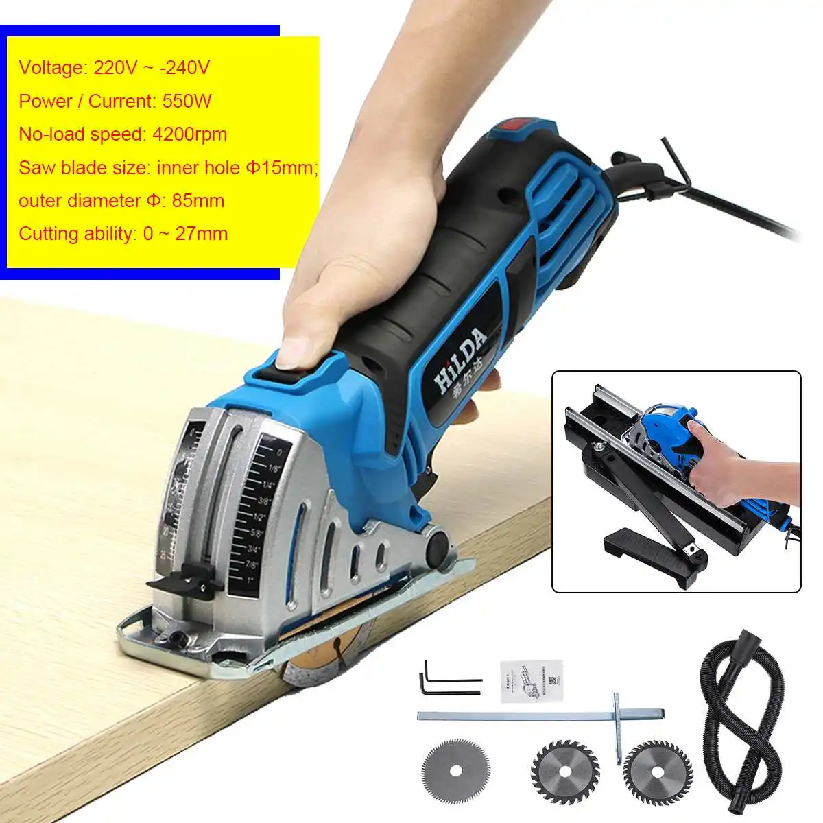 Electric Saw Multifunctional Mini Electric Circular Saw Machine w/ 3pcs Bladess + Guide Rail Circular Saw DIY Machine for Wood
Electric Saw Multifunctional Mini Electric Circular Saw Machine w/ 3pcs Bladess + Guide Rail Circular Saw DIY Machine for Wood