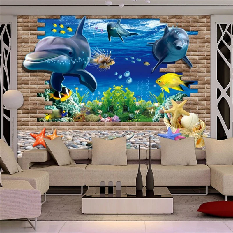 Underwater World Dolphin TV Backdrop Custom Photo Wallpaper 3D Stereo Large Murals for living sofa bed bedroom wall papers home
Underwater World Dolphin TV Backdrop Custom Photo Wallpaper 3D Stereo Large Murals for living sofa bed bedroom wall papers home