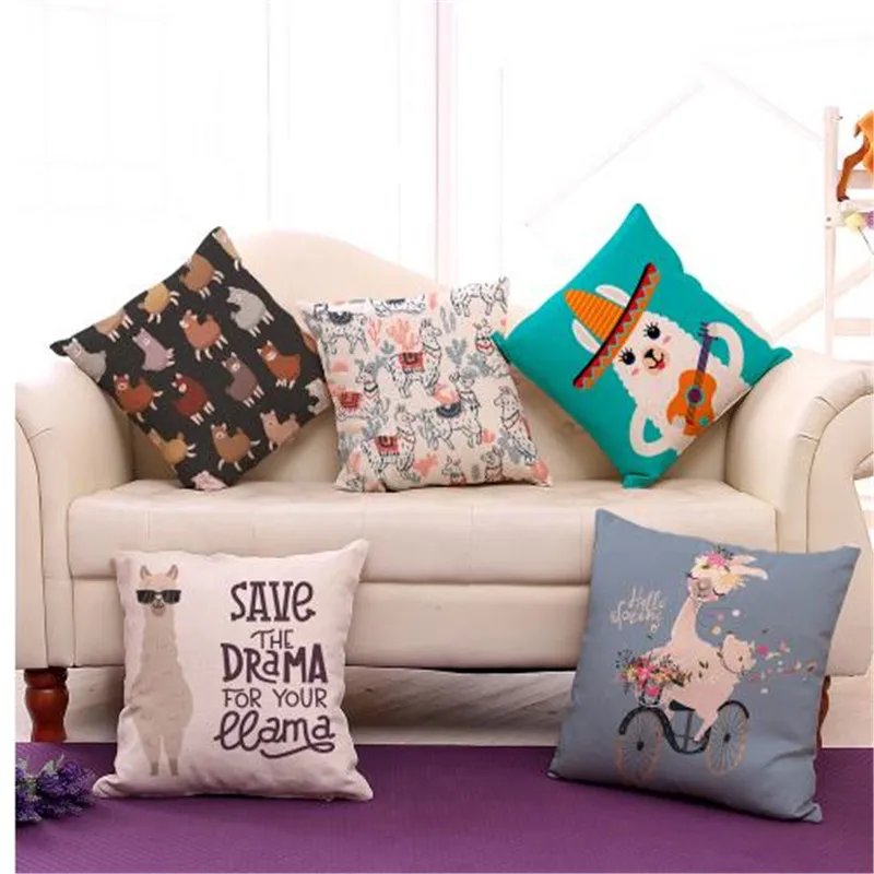 Cartoon Lovely Alpaca Patterns Cotton Linen Cushion Cover Creative Throw Pillows Home Car Sofa Decorative Pillow Case
Cartoon Lovely Alpaca Patterns Cotton Linen Cushion Cover Creative Throw Pillows Home Car Sofa Decorative Pillow Case