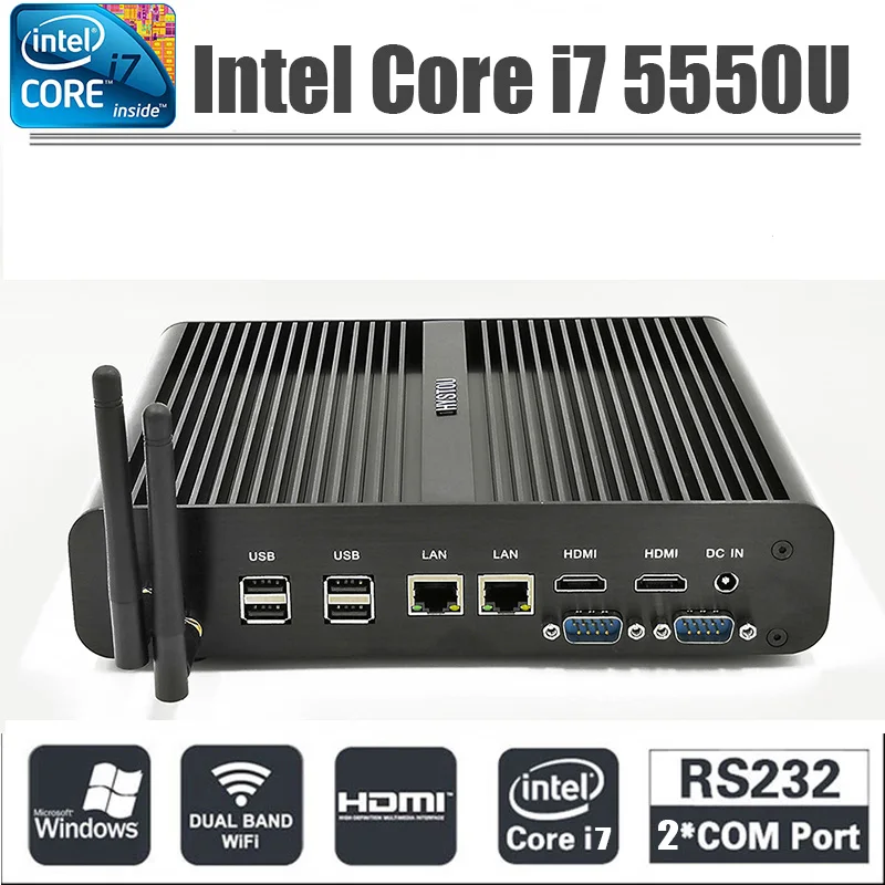 Fanless Mini PC Intel Core i7 5500U 5550U Gaming Computer 2*Gigabit RJ45 Lan 2*HDMI HTPC 2*RS232 COM 8 USB Industrial Tower PC
Fanless Mini PC Intel Core i7 5500U 5550U Gaming Computer 2*Gigabit RJ45 Lan 2*HDMI HTPC 2*RS232 COM 8 USB Industrial Tower PC