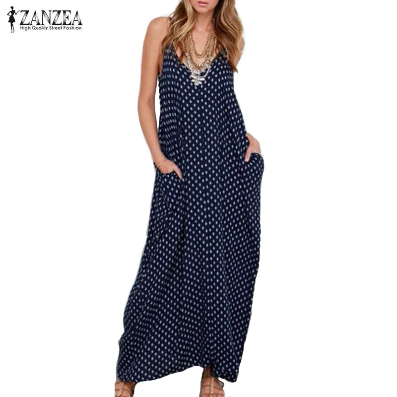 New ZANZEA Dress 2019 Summer Women Strapless Polka Dot Casual Loose Long Maxi Dress Sexy Leisure Beachwear Plus Size Vestidos
New ZANZEA Dress 2019 Summer Women Strapless Polka Dot Casual Loose Long Maxi Dress Sexy Leisure Beachwear Plus Size Vestidos