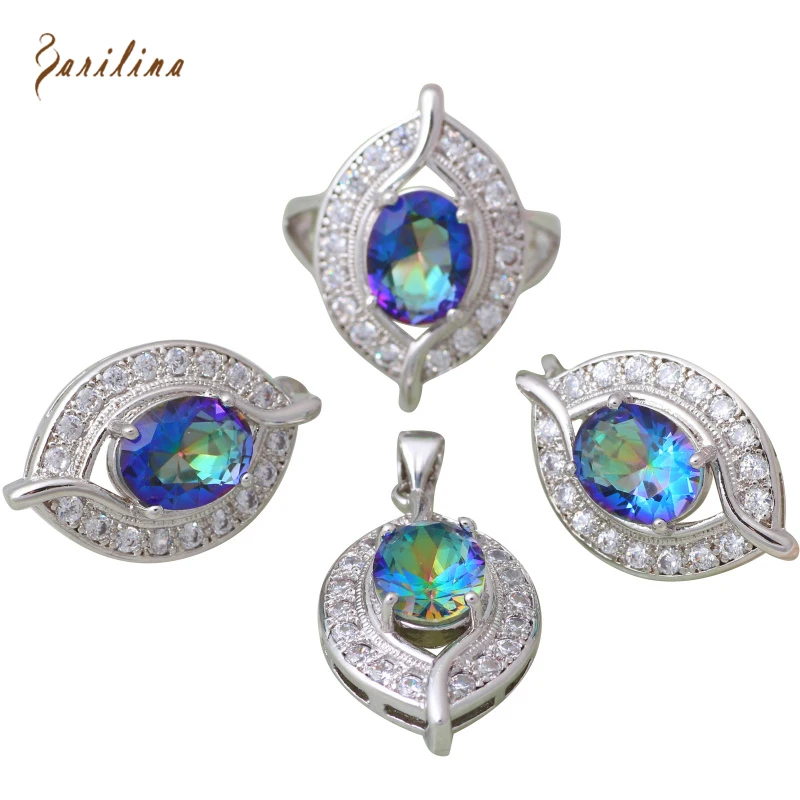 Rainbow Mystic Topaz 925 Sterling Silver Overlay Pendants/Ring/Earrings Women's Jewelry Set size 6 7 8 9 S275
Rainbow Mystic Topaz 925 Sterling Silver Overlay Pendants/Ring/Earrings Women's Jewelry Set size 6 7 8 9 S275