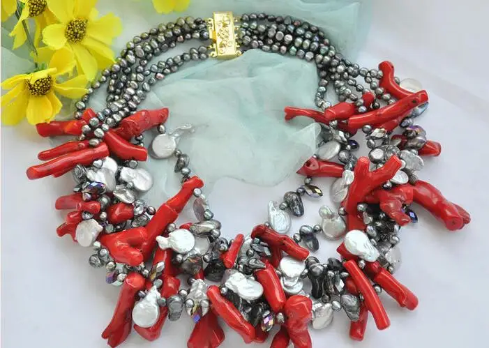 song voge gem nanJ1581 6Strds BLACK BAROQUE FRESHWATER PEARL RED CORAL branch NECKLACE
song voge gem nanJ1581 6Strds BLACK BAROQUE FRESHWATER PEARL RED CORAL branch NECKLACE