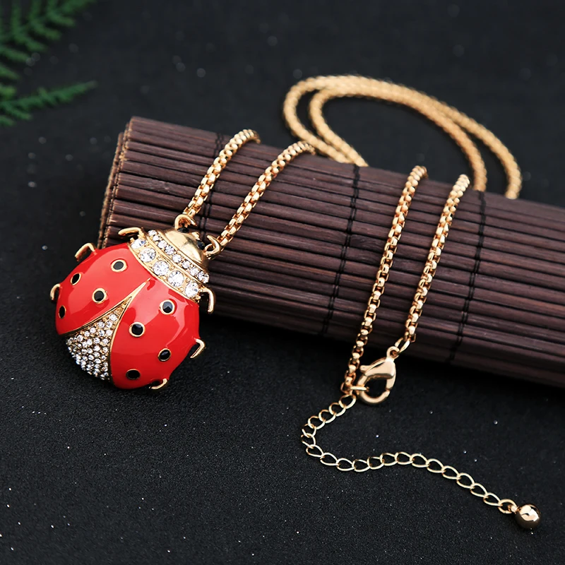 Cute Red Enamel Crystal Ladybug Pendant Necklace 2019 New Insect Long Necklace Fashion Jewelry Wholesale New Accessories
Cute Red Enamel Crystal Ladybug Pendant Necklace 2019 New Insect Long Necklace Fashion Jewelry Wholesale New Accessories