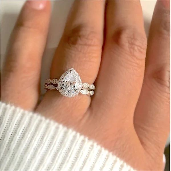 Bamos Austrian Crystal Zircon Wedding Bridal Ring Set White Gold Color Zirconia Water Drop Simple Rings For Women
Bamos Austrian Crystal Zircon Wedding Bridal Ring Set White Gold Color Zirconia Water Drop Simple Rings For Women