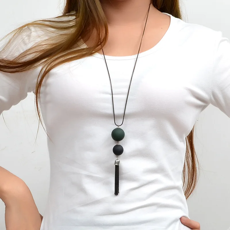 SUKI Long Necklace Jewelry Wood Round Pendant Long Snake Chain Tassel Charm Spring Sweater Dangle Women Necklaces
SUKI Long Necklace Jewelry Wood Round Pendant Long Snake Chain Tassel Charm Spring Sweater Dangle Women Necklaces