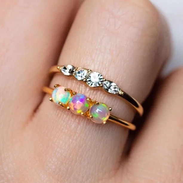 SIMPLE THREE stone designs rings minimalist personalized women girl cute gold color 2mm three opal gold color ring
SIMPLE THREE stone designs rings minimalist personalized women girl cute gold color 2mm three opal gold color ring