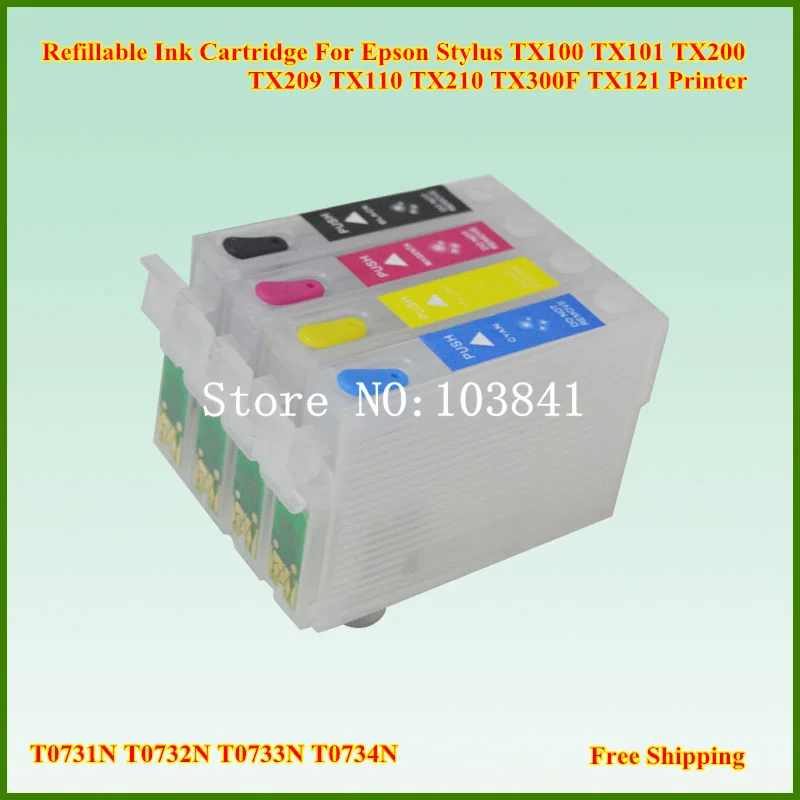73N T0731N T0732N T0733N T0734N Refillable Ink Cartridge for Epson Stylus TX100 TX101 TX200 TX209 TX110 TX210 TX300F TX121
73N T0731N T0732N T0733N T0734N Refillable Ink Cartridge for Epson Stylus TX100 TX101 TX200 TX209 TX110 TX210 TX300F TX121