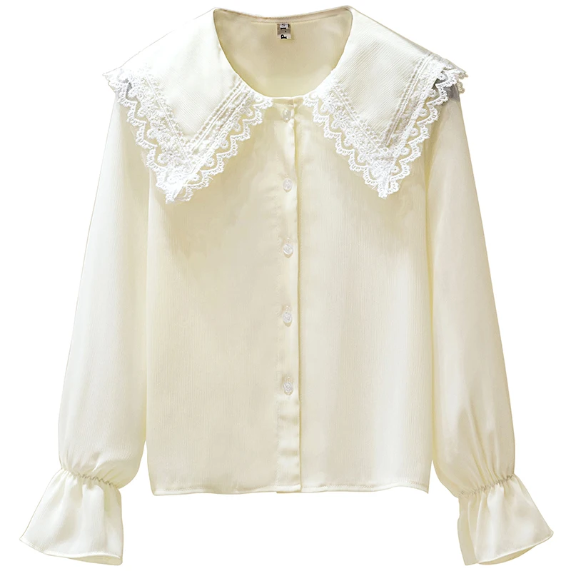 Korean Style Woman Shirts Womens Tops and Blouses Chiffon Shirt Long Flare Sleeve Women Blouse Peter Pan Collar Blusa Feminina
Korean Style Woman Shirts Womens Tops and Blouses Chiffon Shirt Long Flare Sleeve Women Blouse Peter Pan Collar Blusa Feminina