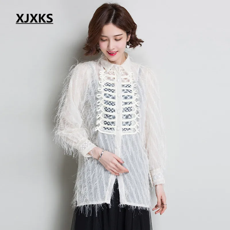 XJXKS 2019 autumn new women's shirt fashion hippocampus hair high quality comfortable casual long top women blouse
XJXKS 2019 autumn new women's shirt fashion hippocampus hair high quality comfortable casual long top women blouse