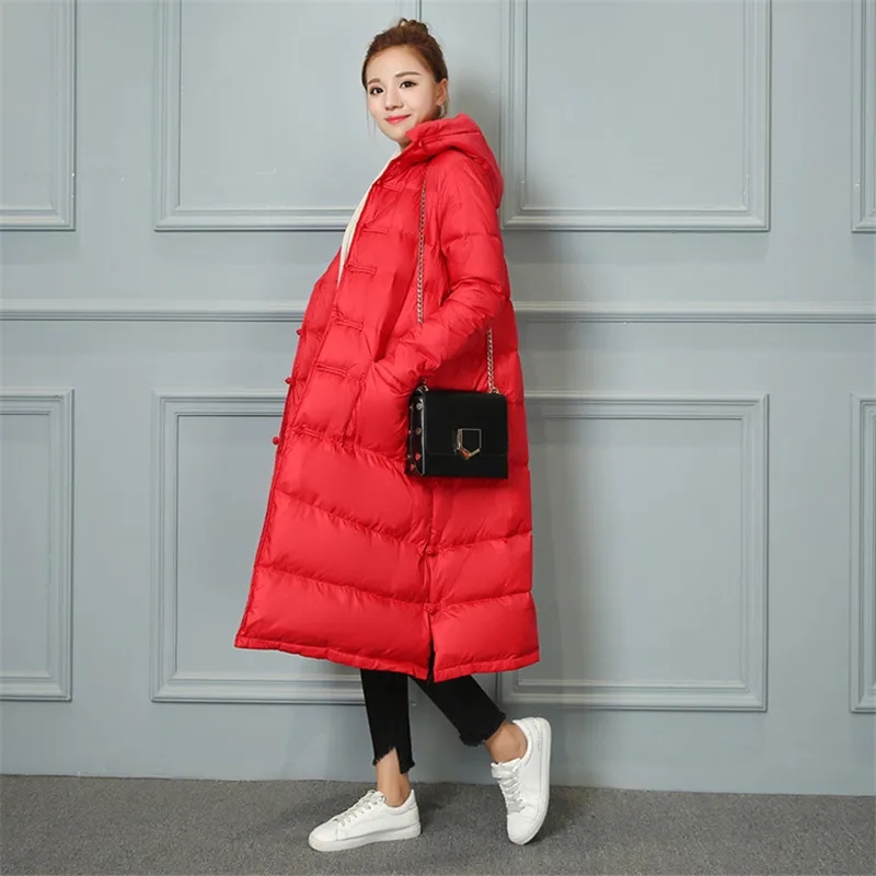Sanishroly Autumn Winter Women Hooded Coat Thicken White Duck Down Jacket Parka Female Buckle Long Outerwear Tops Plus Size S413 
Sanishroly Autumn Winter Women Hooded Coat Thicken White Duck Down Jacket Parka Female Buckle Long Outerwear Tops Plus Size S413