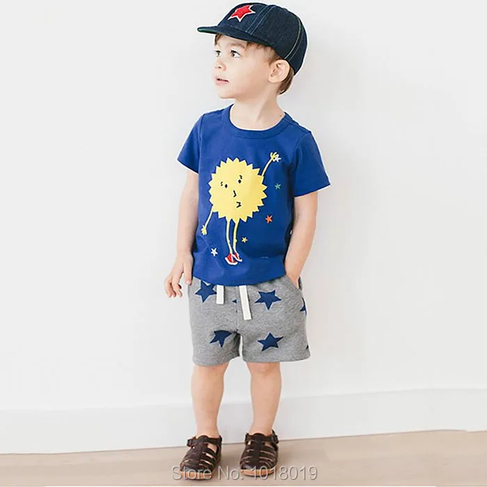 New 2018 Brand 100% Cotton Summer Baby Boys Clothes Set 2pcs Children Clothing Suit Bebe Kids Short Sleeve Clothes Set Baby Boys 74