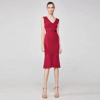 Newest Women Summer Sleeveless Wine Red Jacquard Bandage Dress Mid-Calf vestidos V neck 2019 Elegant Party Night Dropshipping
Newest Women Summer Sleeveless Wine Red Jacquard Bandage Dress Mid-Calf vestidos V neck 2019 Elegant Party Night Dropshipping