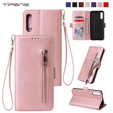 Funda de cuero para Samsung A70 A50 A40 A30 A20 A10 s M30 M20 M10 A6 A7 A8 s A9 2019 A5 A3 2017 Flip cartera con cremallera cubierta Coque bolsas(China)