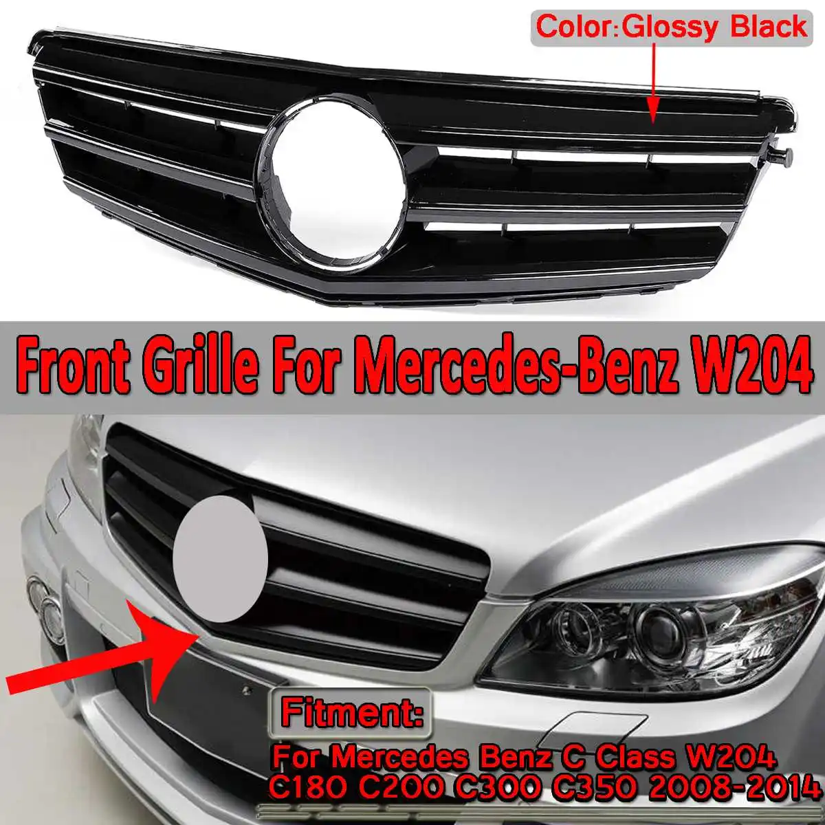 W204 Grill GT R GTR Car Front Upper Racing Grille Grill For Mercedes For Benz C Class W204 C180 C200 C300 C350 2008-2014
W204 Grill GT R GTR Car Front Upper Racing Grille Grill For Mercedes For Benz C Class W204 C180 C200 C300 C350 2008-2014