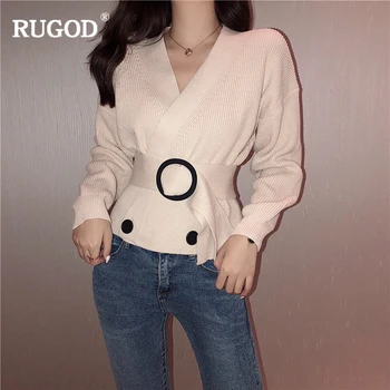 RUGOD 2019 New V-Neck Women Cardigans Solid Casual Knitted Women Sweater with Sashes Autumn Winter Clothes pull femme hiver
RUGOD 2019 New V-Neck Women Cardigans Solid Casual Knitted Women Sweater with Sashes Autumn Winter Clothes pull femme hiver
