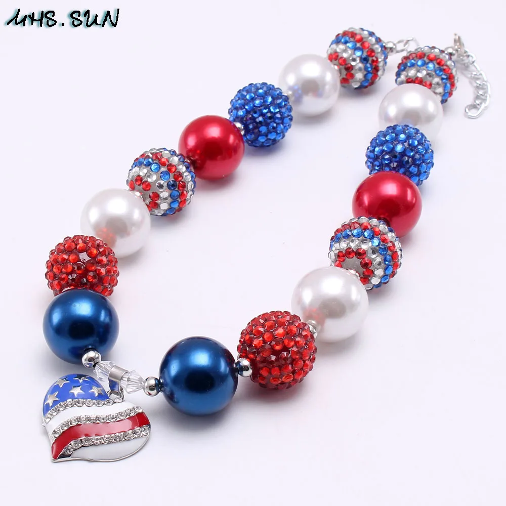 MHS.SUN Forth July kids child beads necklace heart/five star pendants girls stars and stripes style bubblegum beads necklace
MHS.SUN Forth July kids child beads necklace heart/five star pendants girls stars and stripes style bubblegum beads necklace