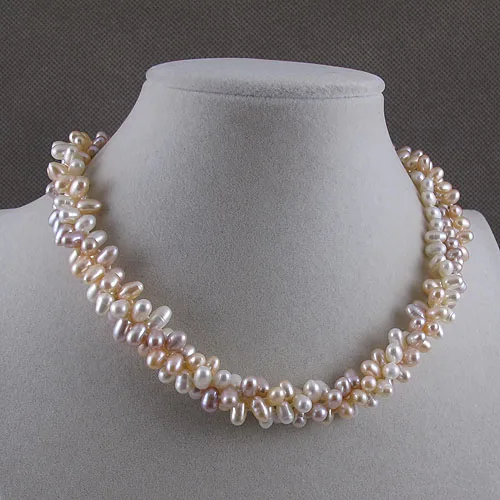Unique Pearls jewellery Store 3rows 5-8mm White Pink Purple Genuine Freshwater Pearl Necklace 18inches Charming Women Gift
Unique Pearls jewellery Store 3rows 5-8mm White Pink Purple Genuine Freshwater Pearl Necklace 18inches Charming Women Gift