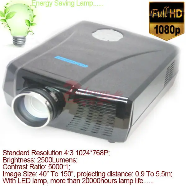2015 Salange New Aspect Ratio 4:3 1024*768p School Projector 2500Lumens 5000:1 Support FHD 1080p Energy Saving Led | Электроника
