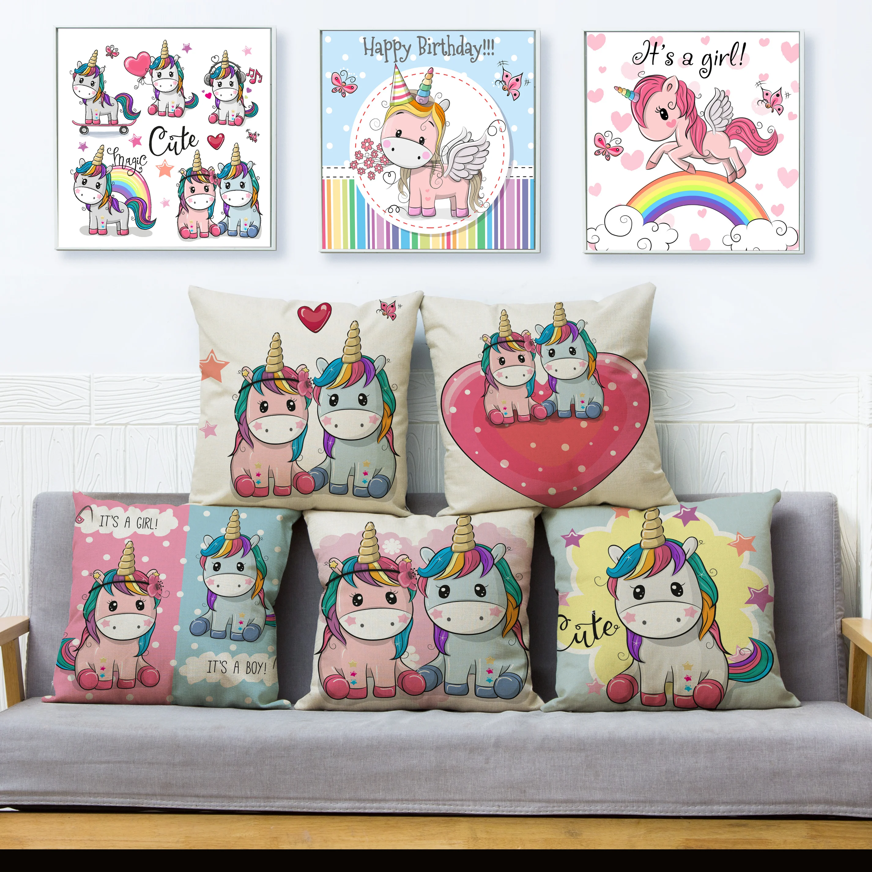 Super Cute Cartoon Unicorn Print Cushion Cover 45*45cm Beige Linen Pillow Covers Throw Pillows Cases Sofa Home Decor Pillowcase
Super Cute Cartoon Unicorn Print Cushion Cover 45*45cm Beige Linen Pillow Covers Throw Pillows Cases Sofa Home Decor Pillowcase