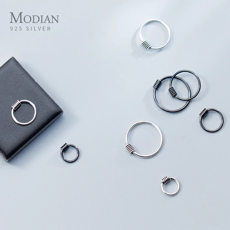 MODIAN Authentic 925 Sterling Silver Black Different Size Fashion Hoop Earrings For Women Charm Korean Simple Silver Jewelry
MODIAN Authentic 925 Sterling Silver Black Different Size Fashion Hoop Earrings For Women Charm Korean Simple Silver Jewelry