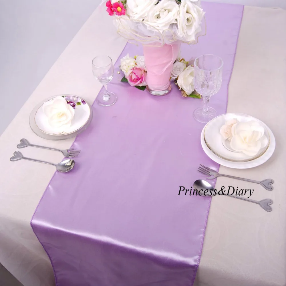 10 pieces Lavender Color Satin Table Runner 12inch x 108inch (30cm x 275cm) 20 Colors Wedding Party Hotel Home Decoration
10 pieces Lavender Color Satin Table Runner 12inch x 108inch (30cm x 275cm) 20 Colors Wedding Party Hotel Home Decoration