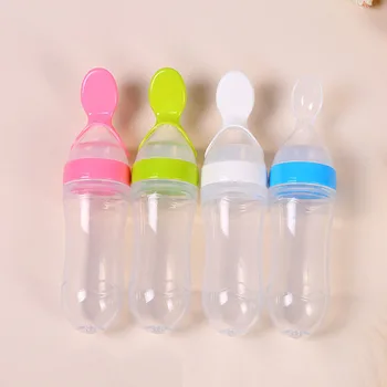 Squeezing Transparent Baby Feeding Bottle Silicone Tableware Training Rice Spoon Infant Cereal Food Supplement Feeder 90ml
Squeezing Transparent Baby Feeding Bottle Silicone Tableware Training Rice Spoon Infant Cereal Food Supplement Feeder 90ml