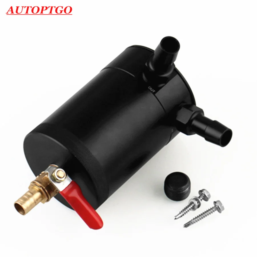 

Car Compact Baffled 2-Port Oil Catch Can Tank Air-oil Separator For Honda Hyundai Kia Toyota Bmw Reservoir Breather Filter Can