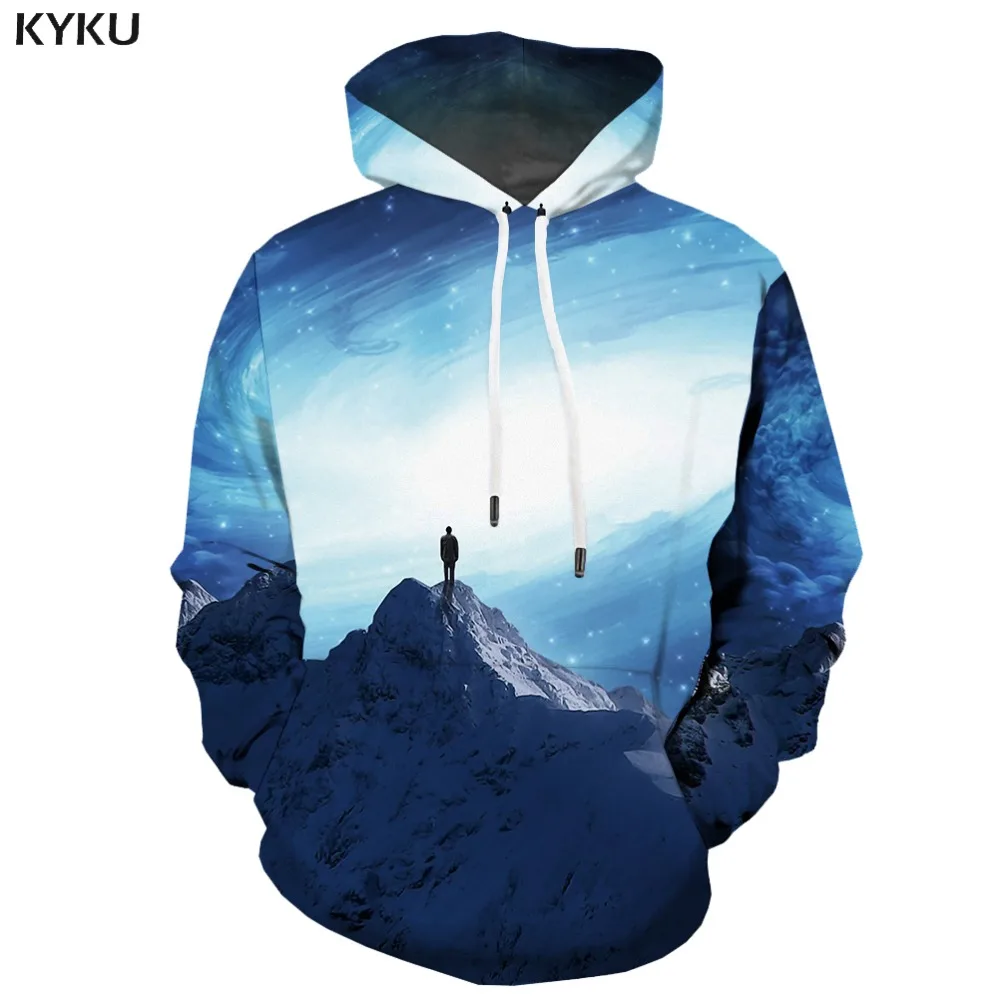 KYKU Brand Frog Sweatshirts men Animal Hoodie Print Castle Sweatshirt Printed Mountain Hooded Casual Harajuku 3d | Мужская одежда