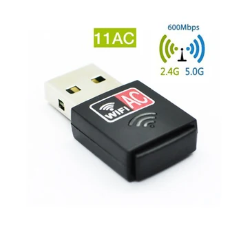 

802.11ac wireless USB Wifi Adapter Nano-Sized USB Ethernet Network Card 600Mbps 2.4G 5Ghz PC WiFi Receiver AC WiFi Dongle