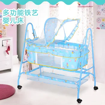 Multifunctional Iron Crib Portable With Roller Game Bed With MosquitoNet Universal Wheel Light Trolley Baby Rocking Chair 0-24M
Multifunctional Iron Crib Portable With Roller Game Bed With MosquitoNet Universal Wheel Light Trolley Baby Rocking Chair 0-24M