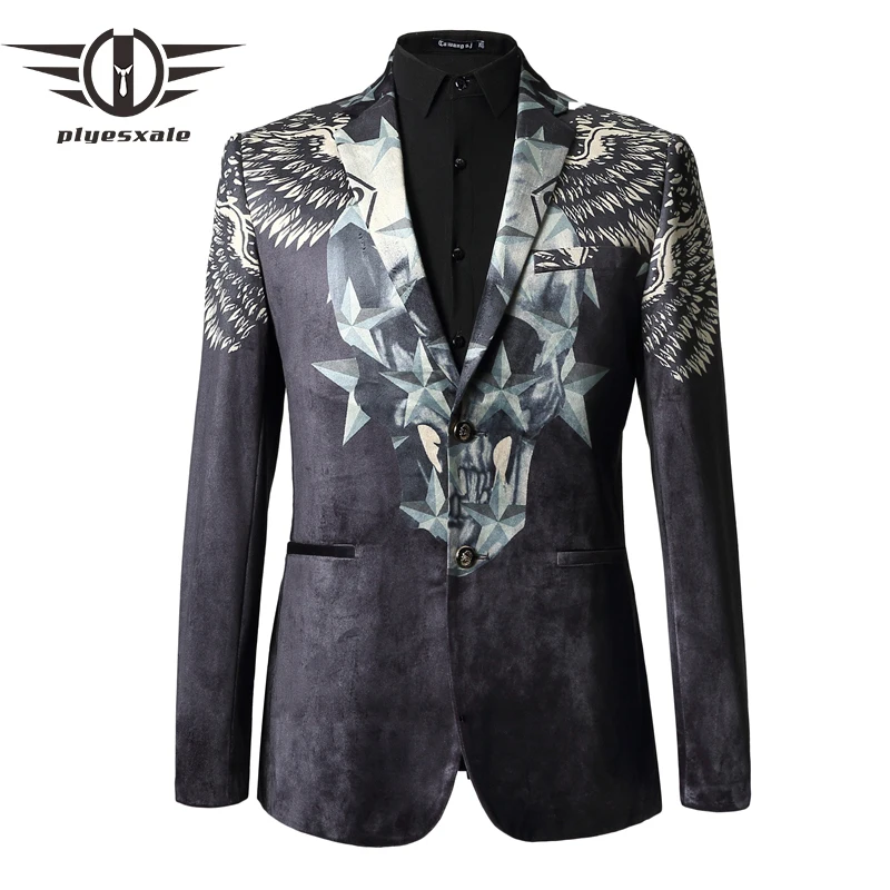 Plyesxale Fashion Blazers Mens 2018 Slim Fit Men Printed Suit Stylish Black Mens Velour Blazer Luxury Unique Stage Wear Q45 
Plyesxale Fashion Blazers Mens 2018 Slim Fit Men Printed Suit Stylish Black Mens Velour Blazer Luxury Unique Stage Wear Q45