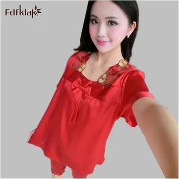 Elegant embroidery women pajamas short sleeve casual plus size pijama square collar pyjama femme silk satin ladies pajama A71
Elegant embroidery women pajamas short sleeve casual plus size pijama square collar pyjama femme silk satin ladies pajama A71