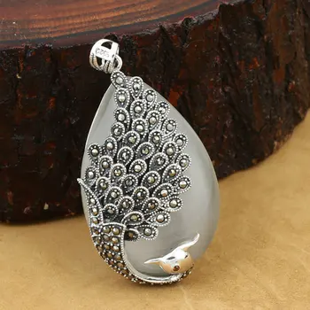 FNJ Peacock Pendant 925 Silver MARCASITE Big White Opal Stone Pure S925 Thai Silver Pendants Women for Jewelry Making
FNJ Peacock Pendant 925 Silver MARCASITE Big White Opal Stone Pure S925 Thai Silver Pendants Women for Jewelry Making
