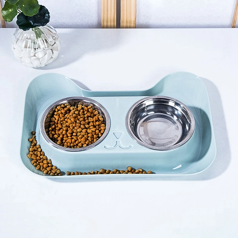 

Durable Double Stainless Steel Dog Cat Bowls with Non-spill & Non-skid Design for Pet Food and Water Elevated Feeder