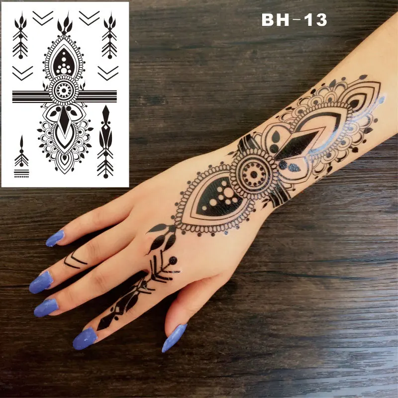 #BH-13 Funky Black Boho Style Henna Temporary Tattoo for Hands Inspired Body Stickers
#BH-13 Funky Black Boho Style Henna Temporary Tattoo for Hands Inspired Body Stickers