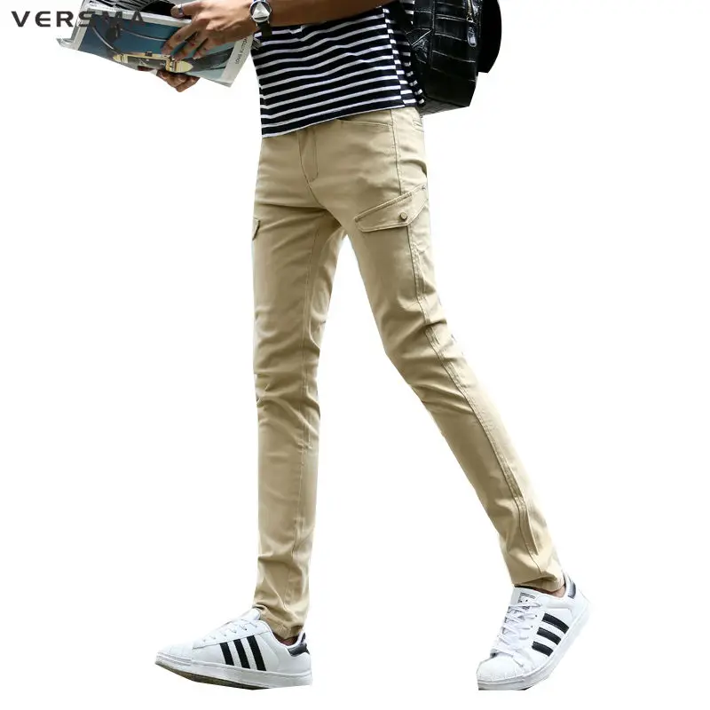 Skinny Khaki Pants Mens Promotion-Shop For Promotional Skinny VERSMA Mens Khaki Pants Side Pockets Sweatpants Zipper Green Cargo Pants Trousers Men US Camo Stylish Skinny Sweatpants for Men - Skinny Khaki Pants Mens Promotion-Shop For Promotional Skinny