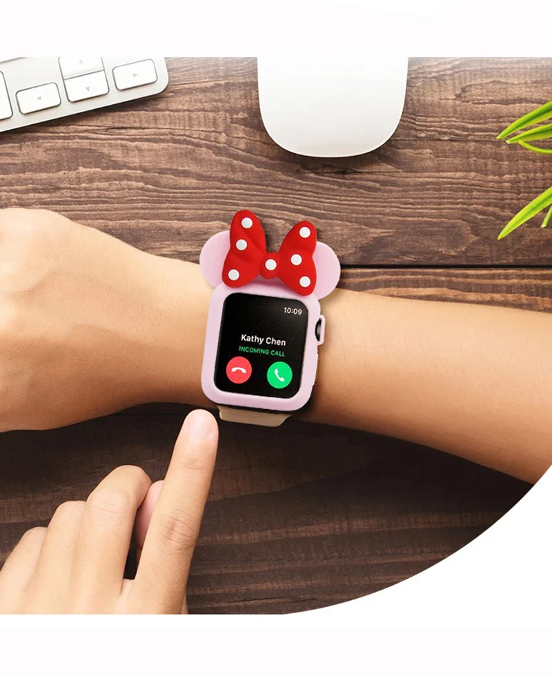 Мультяшный силиконовый чехол для apple watch series 5 1 2 3 4 милый защитный iWatch 38 мм 40 42 44