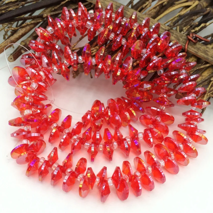 

Wholesale price 190pcs red pink bicone shape glass crystal 4*8mm spacers beads high quality jewelry findings accessories B2882