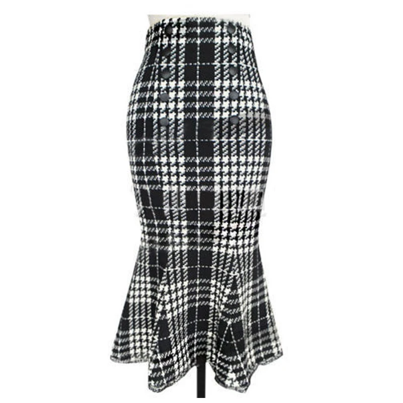 Women Skirts 2018 Spring Summer Double Breasted Decoration Empire Package Hip Plaid Print Mermaid Pencil Skirt Faldas Jupe Saias
Women Skirts 2018 Spring Summer Double Breasted Decoration Empire Package Hip Plaid Print Mermaid Pencil Skirt Faldas Jupe Saias