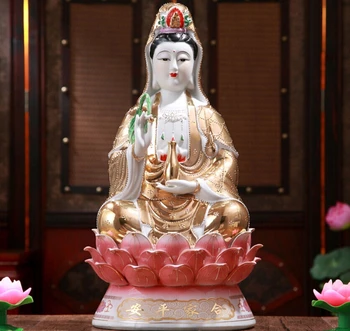 14" China handmade golden porcelain Family peace fine Kwan-yin sculpture statue
14" China handmade golden porcelain Family peace fine Kwan-yin sculpture statue